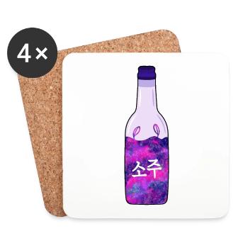 Space Soju Bottle | 한국 | Korean Galaxy Soju - Dessous de verre (lot de 4) - blanc - Devant