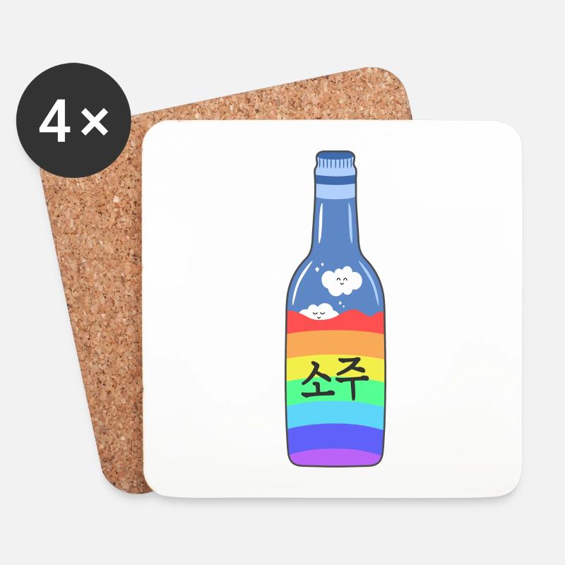 Rainbow Soju Bottle | 한국 | Korean | Pride - Untersetzer (4er-Set) - Weiß