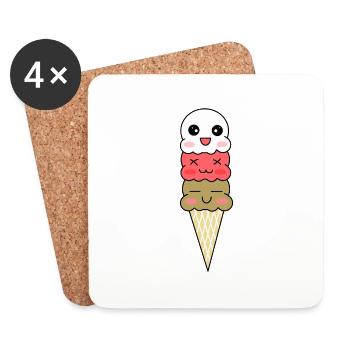 crème glacée - Dessous de verre (lot de 4) - blanc - Devant