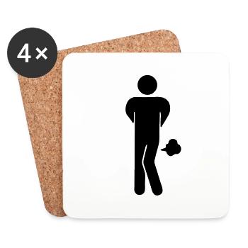 Funny Farting Restrooms / Toilet Sign - Coasters (set of 4) - white - Front