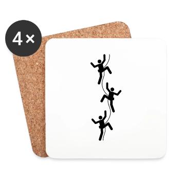 3 freunde team crew logo figur symbol bergsteiger - Untersetzer (4er-Set) - Weiß - Vorne