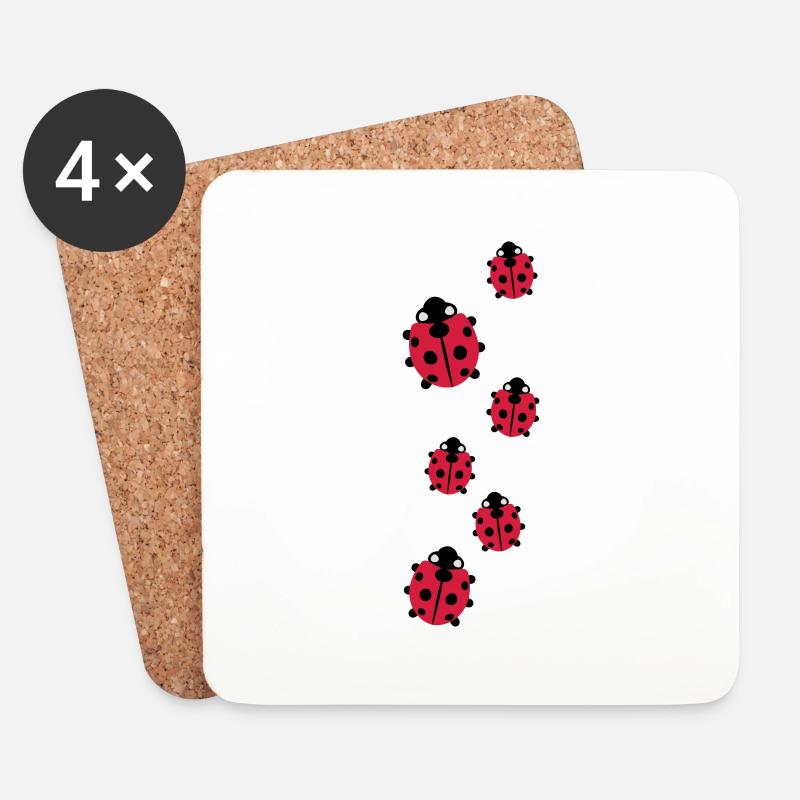 Marienkäfer - Untersetzer (4er-Set) - Weiß