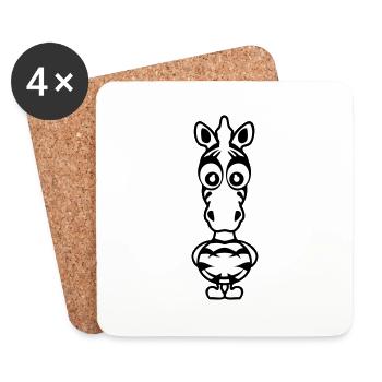 zebre funny drawing animals cartoon - Coasters (set of 4) - white - Front