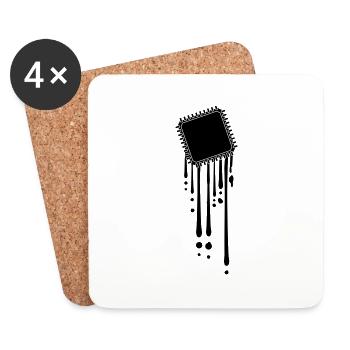 processor melt drops graffiti cpu computer - Coasters (set of 4) - white - Front