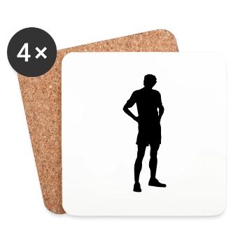 Silhouette, Homme En Short (Vectorgraphic) - Dessous de verre (lot de 4) - blanc - Devant