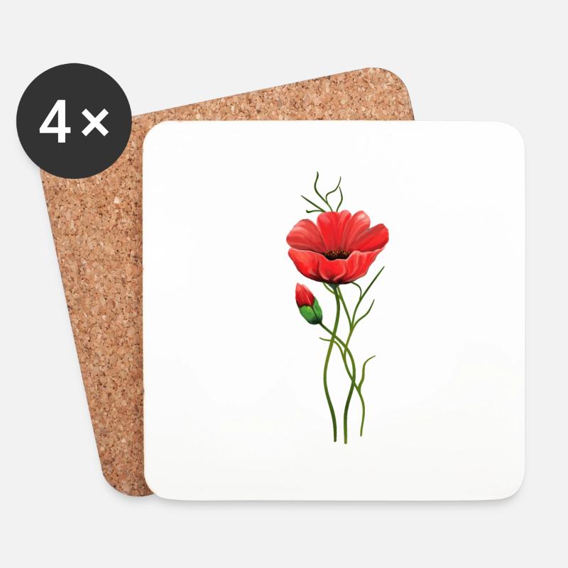 Blumen - Untersetzer (4er-Set) - Weiß