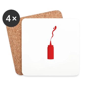 envoyer la sauce ketchup - Dessous de verre (lot de 4) - blanc - Devant