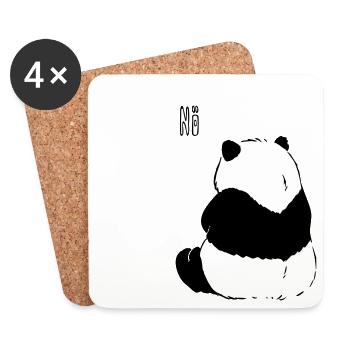 Panda Nö Nein Nope No lustig - Untersetzer (4er-Set) - Weiß - Vorne