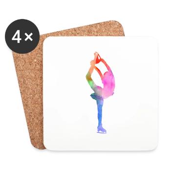Patinage artistique Patineur Patineur Skate Danse Sports d’hiver - Dessous de verre (lot de 4) - blanc - Devant