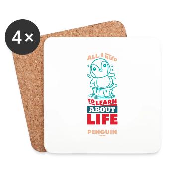 Tout ce que j’ai besoin d’apprendre sur Life Penguin - Dessous de verre (lot de 4) - blanc - Devant