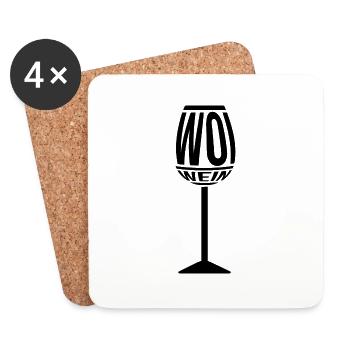 Weinglas Woi Pfalz Wein Vino Schorle Pfälzer Glas - Untersetzer (4er-Set) - Weiß - Vorne