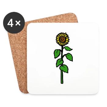 Sonnenblume Ölflanze Blüte lustige Geschenkidee - Untersetzer (4er-Set) - Weiß - Vorne