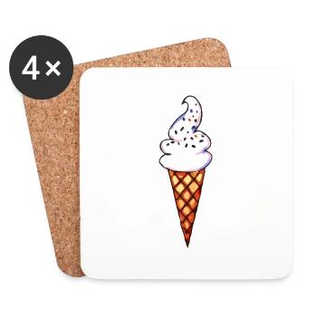 Cornet De Glace - Dessous de verre (lot de 4) - blanc - Devant