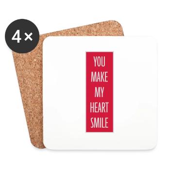 Faire sourire mon cœur - Dessous de verre (lot de 4) - blanc - Devant