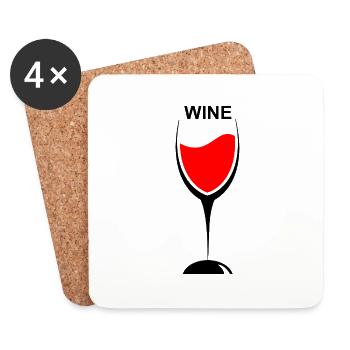 Beer Beer Wine Vino Party - Coasters (set of 4) - white - Front