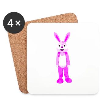 Lapin à fourrure rose - Dessous de verre (lot de 4) - blanc - Devant