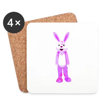 Le lapin rose de Pâques - Dessous de verre (lot de 4) - blanc - Devant