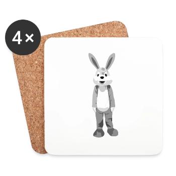 Lapin lapin rongeur en noir et blanc - Dessous de verre (lot de 4) - blanc - Devant