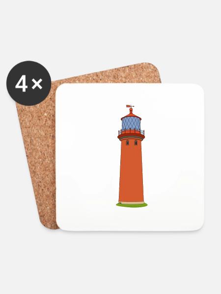 Leuchtturm Staberhuk - Untersetzer (4er-Set) - Weiß