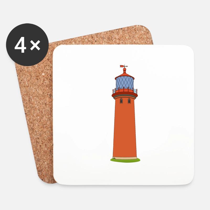Leuchtturm Staberhuk - Untersetzer (4er-Set) - Weiß
