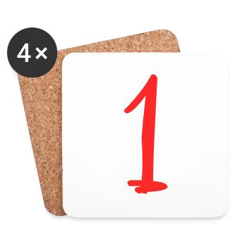 1. 1 AN. 1er ANNIVERSAIRE. ANNIVERSAIRE 1 AN. UN - Dessous de verre (lot de 4) - blanc - Devant
