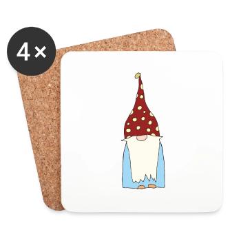 Gnome Dwarf - Coasters (set of 4) - white - Front