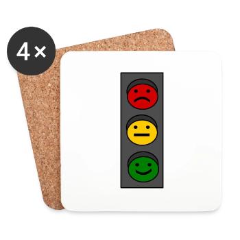 Ampel Emoticons - Untersetzer (4er-Set) - Weiß - Vorne