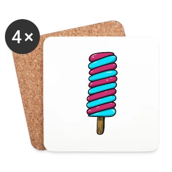 Ice cream | Pink Pink Blue Ice Cream | Ice Cream - Coasters (set of 4) - white - Front