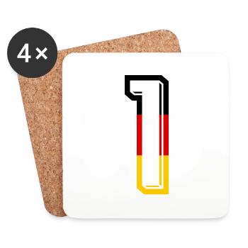 Nummer 1 Deutschland Trikot Zahl 1 Jahr - Untersetzer (4er-Set) - Weiß - Vorne
