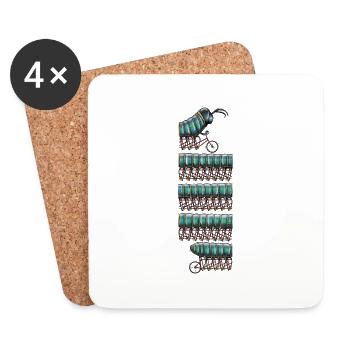 Centipedes on a bike - Coasters (set of 4) - white - Front