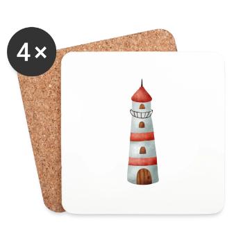 Leuchtturm - Untersetzer (4er-Set) - Weiß - Vorne