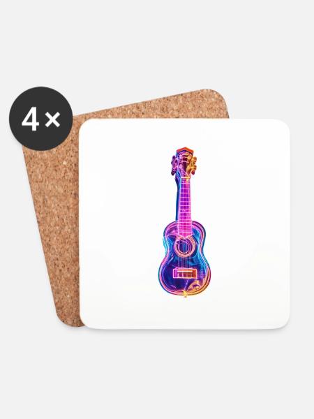 Ukulele - Coasters (set of 4) - white