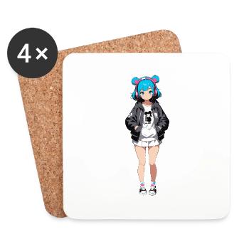 Street Art Fille 23238 - Dessous de verre (lot de 4) - blanc - Devant