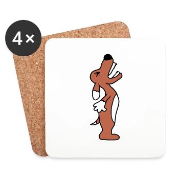 Dog angrily yelling upwards barking loudly yapping - Coasters (set of 4) - white - Front