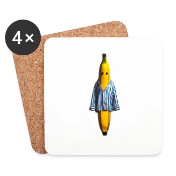 Banane im Schlafanzug - Untersetzer (4er-Set) - Weiß - Vorne