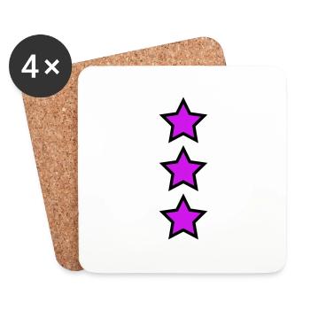 Magenta Sterne - Untersetzer (4er-Set) - Weiß - Vorne