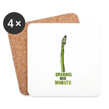 asperges du mois,asperges,asperges vertes,vert - Dessous de verre (lot de 4) - blanc - Devant