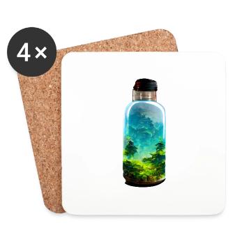 Bottle with a forest - Coasters (set of 4) - white - Front