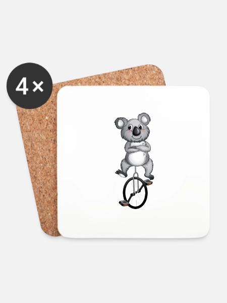 einrad unicycle einradartist koala einradsport - Untersetzer (4er-Set) - Weiß
