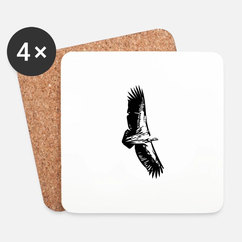 Geier im Flug - Untersetzer (4er-Set) - Weiß