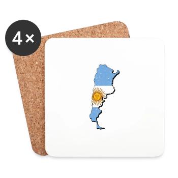 Argentina map with the Argentine coat of arms - Coasters (set of 4) - white - Front