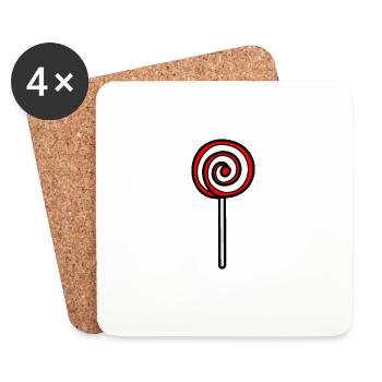Lutscher Lolly Süßigkeit - Untersetzer (4er-Set) - Weiß - Vorne
