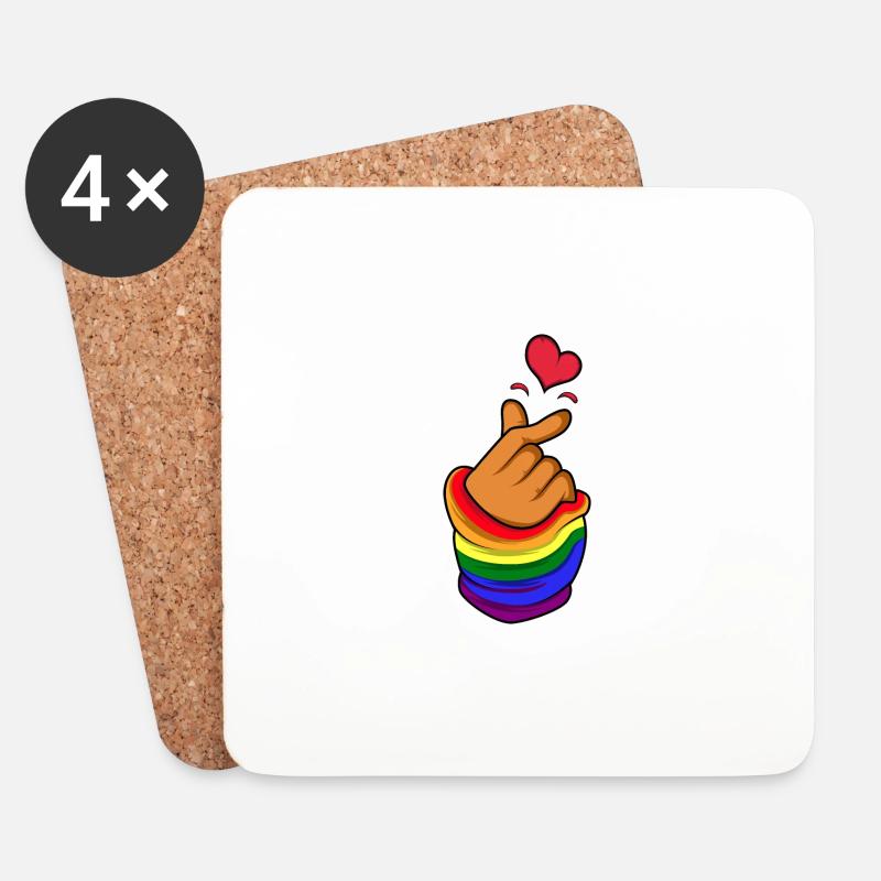 Lgbt koreanisches Herz Transgender Geschenk - Untersetzer (4er-Set) - Weiß