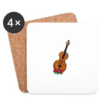 Violin with flowers. Violinist Gift - Coasters (set of 4) - white - Front