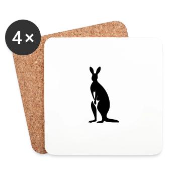 kangaroo - Coasters (set of 4) - white - Front