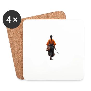 Silhouette de samouraï en robe orange - Dessous de verre (lot de 4) - blanc - Devant