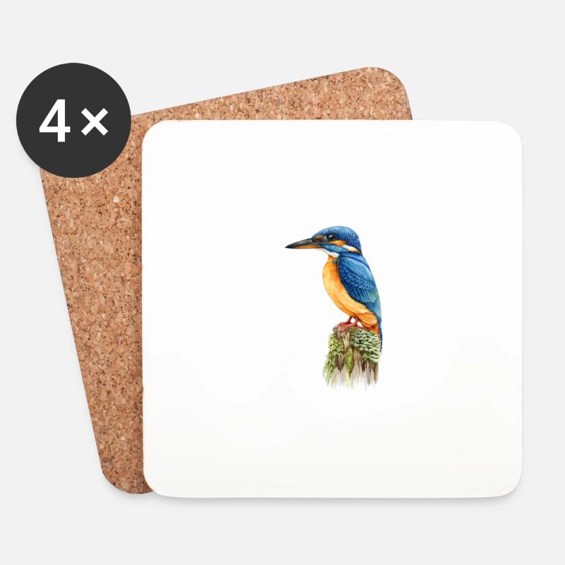 Eisvogel - Untersetzer (4er-Set) - Weiß