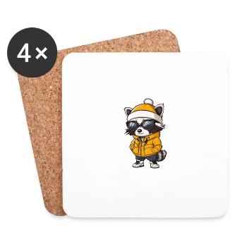 Raccoon Winter - Coasters (set of 4) - white - Front
