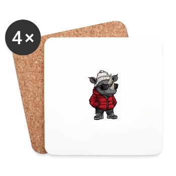 Rhino Winter Comic - Coasters (set of 4) - white - Front