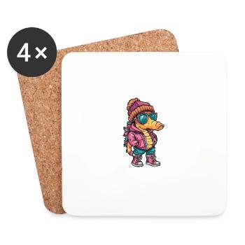 Bande dessinée d’hiver hippocampe - Dessous de verre (lot de 4) - blanc - Devant